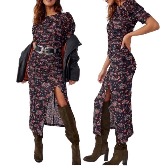 NWT $168 Free People Brielle Twilight Combo Midi Dress XS, S, M - Picture 12 of 17